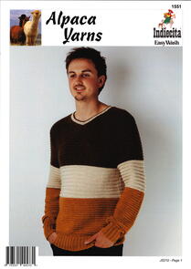 Alpaca Yarns 1551 - Man's Texture Stripe Sweater - Knitting Pattern / Kit