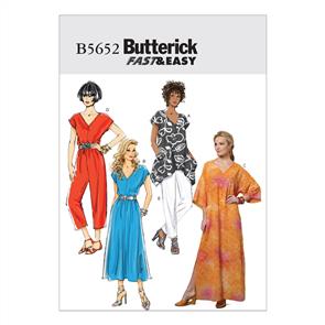 Butterick Pattern 5652 Misses' Top, Dress, Caftan, Jumpsuit and Pants
