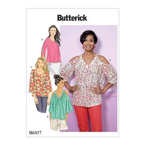 Butterick Pattern 6457 Misses' V-Neck or Scoopneck, Cold-Shoulder Tops