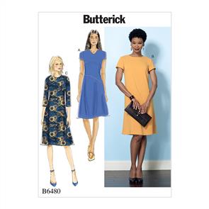 Butterick Pattern 6480 Misses' Fitted Dresses with Hip Detail, Neck and Sleeve Variations