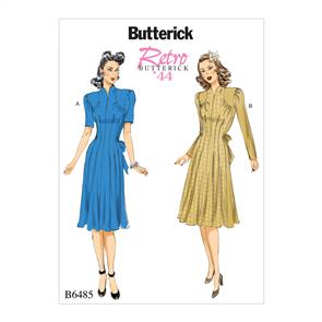 Butterick Pattern 6485 Misses' Dresses with Shoulder and Bust Detail, Waist Tie, and Sleeve Variations