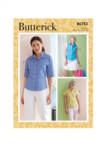 Butterick Pattern 6753 Misses'/Misses' Petite Button-Down Shirts