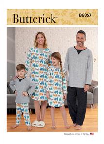 Butterick Pattern 6867 Misses', Men's, Children's, Boys', Girls' Top, Tunic and Pants