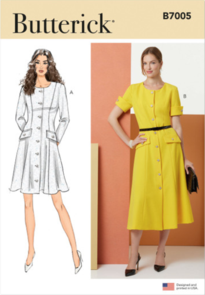Butterick Sewing Pattern Petite Button Front Dress with Sleeve Variations B7005