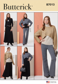 Butterick Sewing Pattern Misses' Knit Tops, Skirt, and Pants B7013