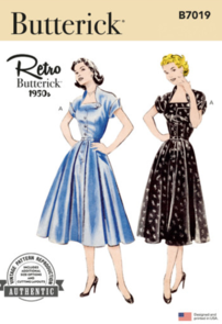 Butterick Sewing Pattern 1950s Misses' Dress B7019