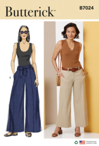 Butterick Sewing Pattern Misses' Pants in Two Lengths and Tie Belt b7024