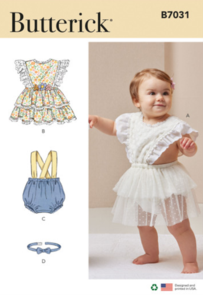 Butterick Sewing Pattern Babies' Rompers and Bow Tie B7031