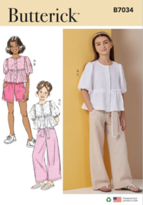 Butterick Sewing Pattern Girls' Top, Shorts, Pants and Sash B7034