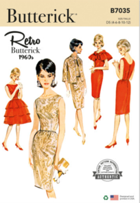 Butterick Sewing Pattern 1960s Misses' Dress, Jacket, Capelet and Overskirt B7035