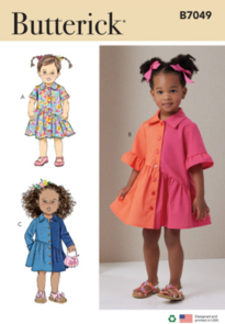 Butterick Sewing Pattern Toddlers' Dress with Sleeve Variations B7049