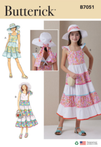 Butterick Sewing Pattern Girls' Dress in Two Lengths and Hat in Three Sizes B7051