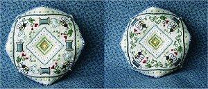 The Bee Cottage Cross Stitch Pattern - I'd Rather Bee Stitching Biscornu Pincushion