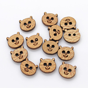 Trendy Trims Italian Wooden Bear 2 Hole Button