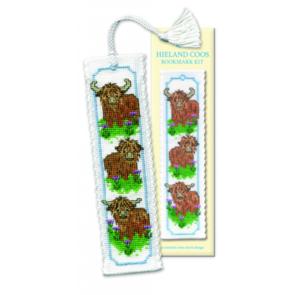 Textile Heritage Counted Cross Stitch Bookmark Kit - Wee Hieland Coos