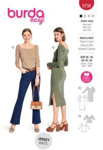 Burda Sewing Pattern 5738 Misses' Dress & T-Shirt