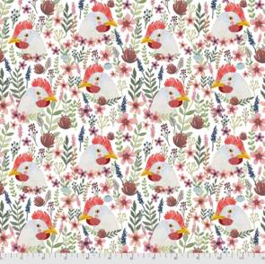 Free Spirit Farm Friends - Floral Chicken - White