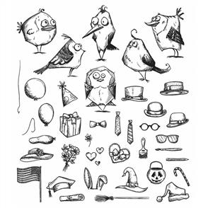 Stampers Anonymous Tim Holtz Stamp Set - Mini Bird Crazy & Things
