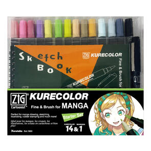 KURETAKE ZIG KURECOLOR Fine&Brush Starter Set/14+