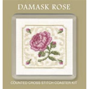 Textile Heritage Cross Stitch Kit Coaster - Damask Rose