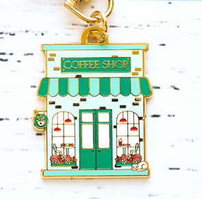 Flamingo Toes Enamel Charm - Coffee Shop Main Street