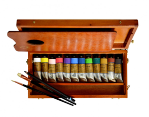 Charvin Acrylic Set/12 Tubes 20 ml + brushes - Beech Tree Box