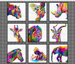 In The Beginning Colorful Animal 36" Panel