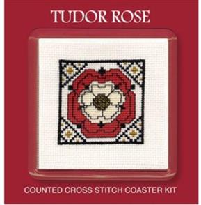 Textile Heritage Cross Stitch Kit Coaster - Tudor Rose