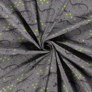 Nooteboom Cotton Jersey - Printed Dino #19644 - Colour 63 - Grey