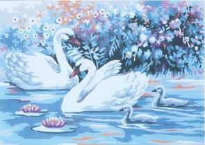 Collection D'Art Tapestry Canvas 40X50 Swan Family