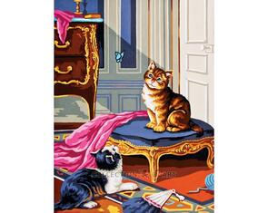 Collection D'Art Tapestry Canvas 40X50 Kittens In Salon