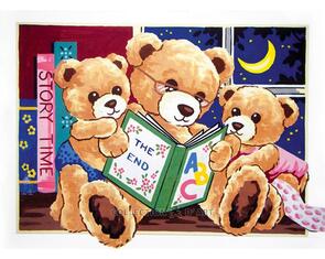 Collection D'Art Tapestry Canvas 40X50 Bear Family Reading