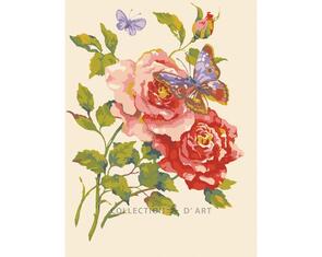 Collection D'Art Tapestry Canvas 40X50 Rose & Butterfly