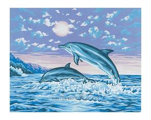 Collection D'Art Tapestry Canvas 50X60 Jumping Dolphins