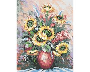 Collection D'Art Tapestry Canvas 50X60 Vase Of Sunflowers
