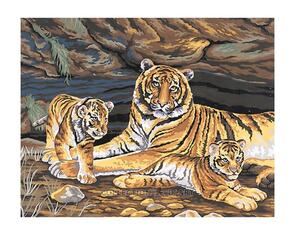 Collection D'Art Tapestry Canvas 50X60 Tiger Family