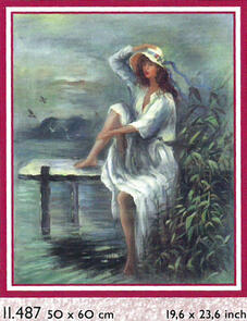 Collection D'Art Tapestry Canvas 50X60 Girl On Jetty