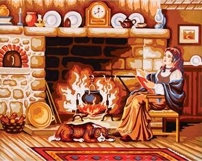Collection D'Art Tapestry Canvas 50X60 Warm By The Fire