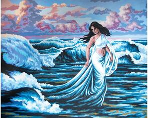 Collection D'Art Tapestry Canvas 50X60 Girl In Waves
