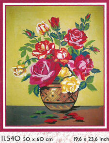 Collection D'Art Tapestry Canvas 50X60 Vase With Purple/Yellow Roses