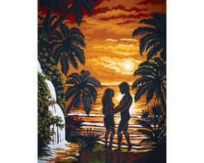 Collection D'Art Tapestry Canvas 50X60 Couple By Waterfall
