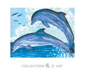 Collection D'Art Tapestry Canvas 20X25 Two Dolphins Jumping