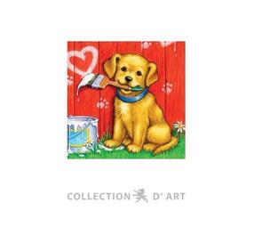 Collection D'Art Tapestry Canvas 20X25Cm Dog With Paint Brush
