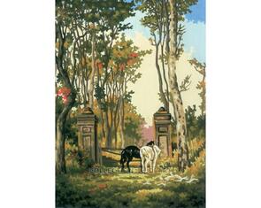 Collection D'Art Tapestry Canvas 30X40 Horses At The Gate