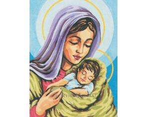 Collection D'Art Tapestry Canvas 30X40 Madonna (Purple) & Child