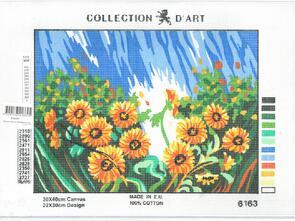 Collection D'Art Tapestry Canvas 30X40 Yellow/Orange Daisies