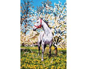 Collection D'Art Tapestry Canvas 30X40 Horse In Spring Meadow