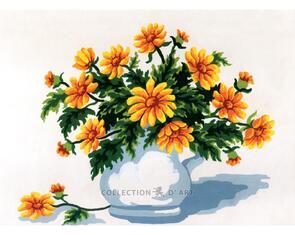 Collection D'Art Tapestry Canvas 30X40 Zinnias