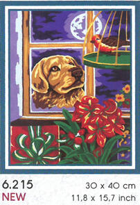 Collection D'Art Tapestry Canvas 30X40 Dog At Window
