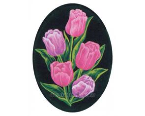 Collection D'Art Tapestry Canvas 25X30 Black/Tulips